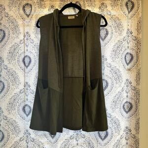 Logo Lounge Olive Marled Knit Hooded Vest Size‎ XS